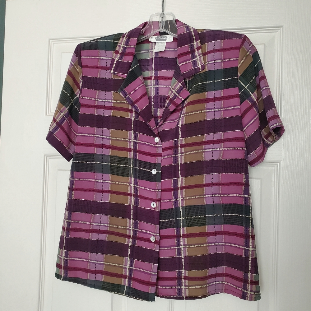 E.K. Designs Vintage Short Sleeve Print Top, NWOT